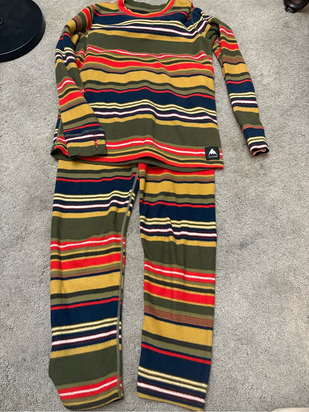 Burton Fleece long-John and top for skiing Olive, Mustard & Navy
